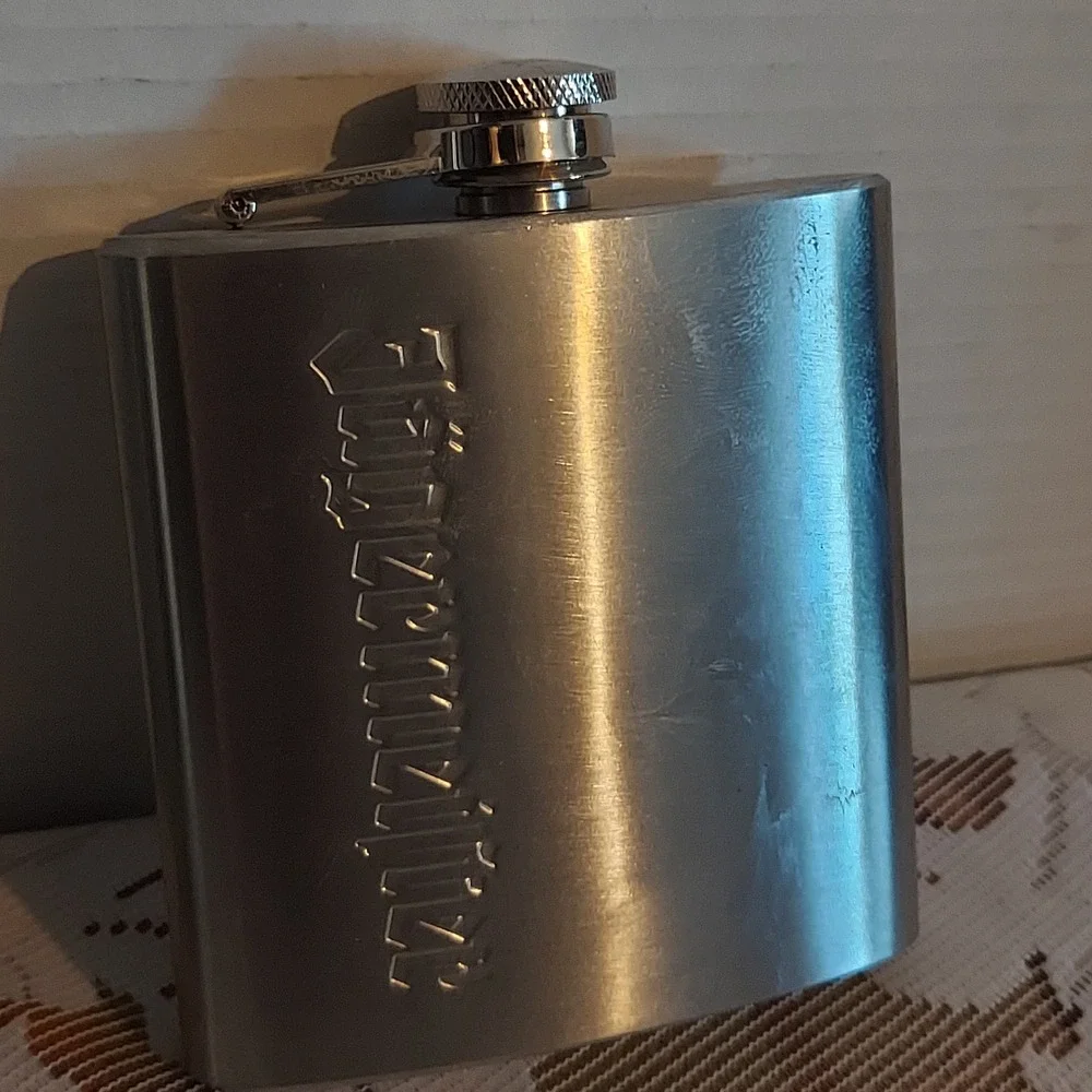 Jagermeister Stainless Steel Hip Flask Set 6oz Etched and Embossed Logo Silver